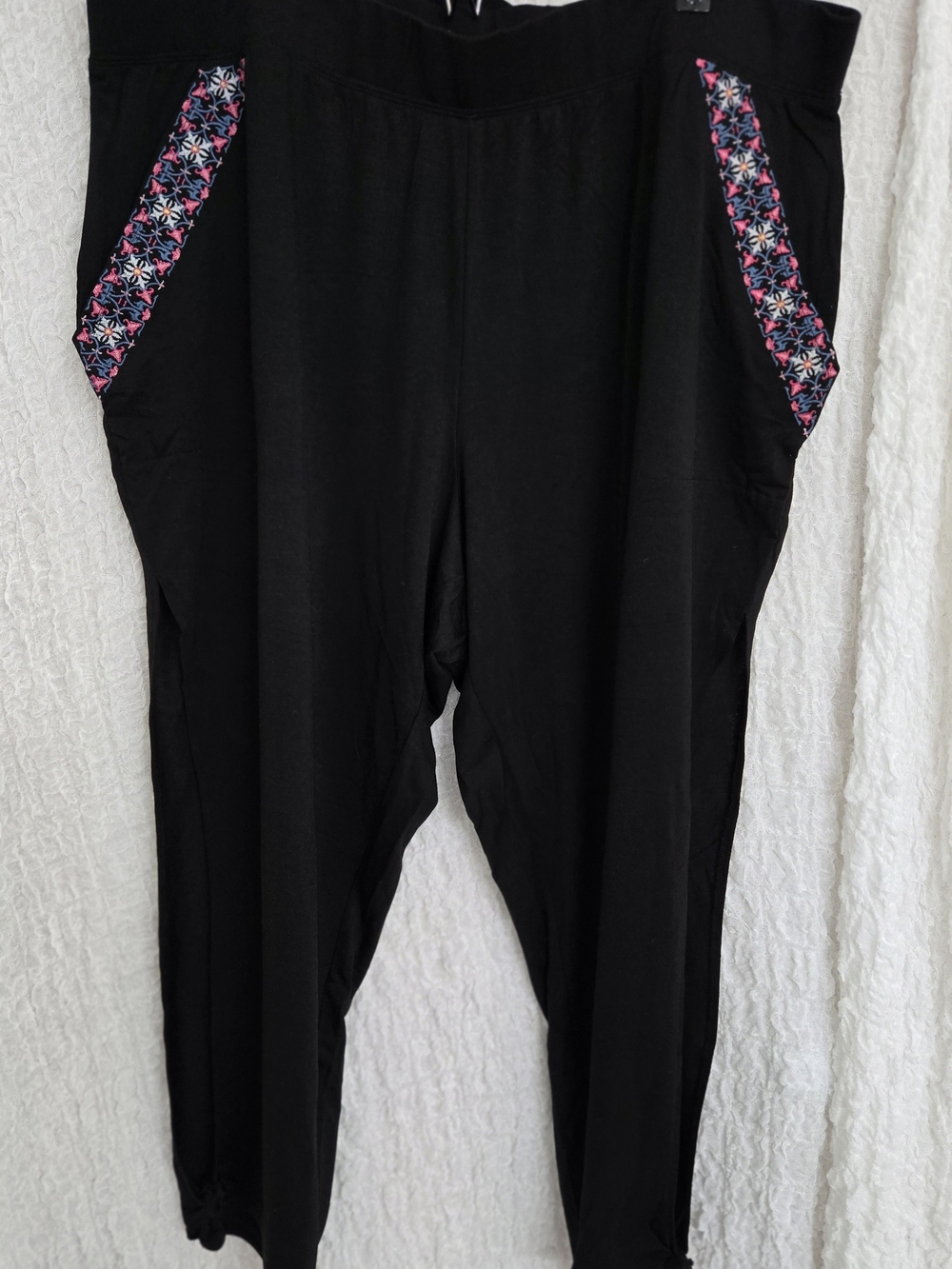Cacique NWT Black Swimsuit Overup with Pink Floral Trim